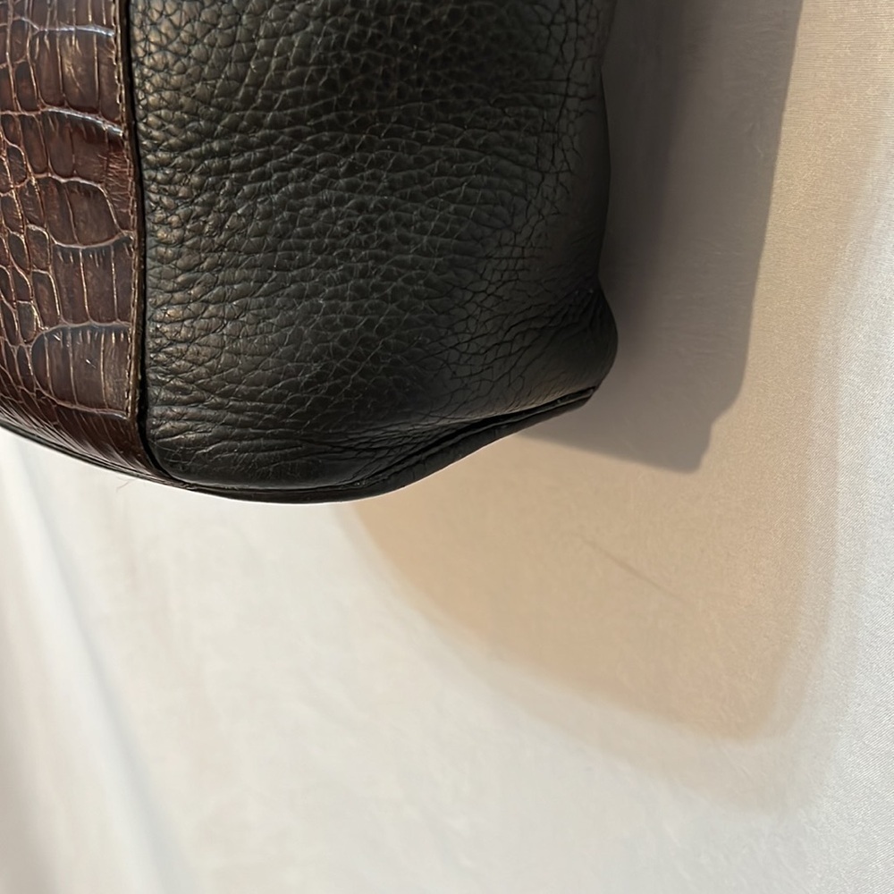 Vintage Brighton Bucket Black Leather Brown Lizard Embossed Shoulder Bag - Picture 11 of 11